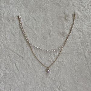 Chic Pearl and Gold Double Strand Necklace